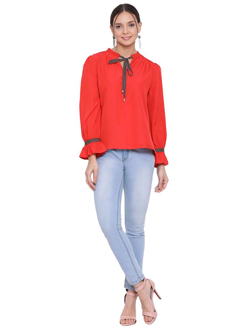 tie up neck solid top - 17843730 -  Standard Image - 2