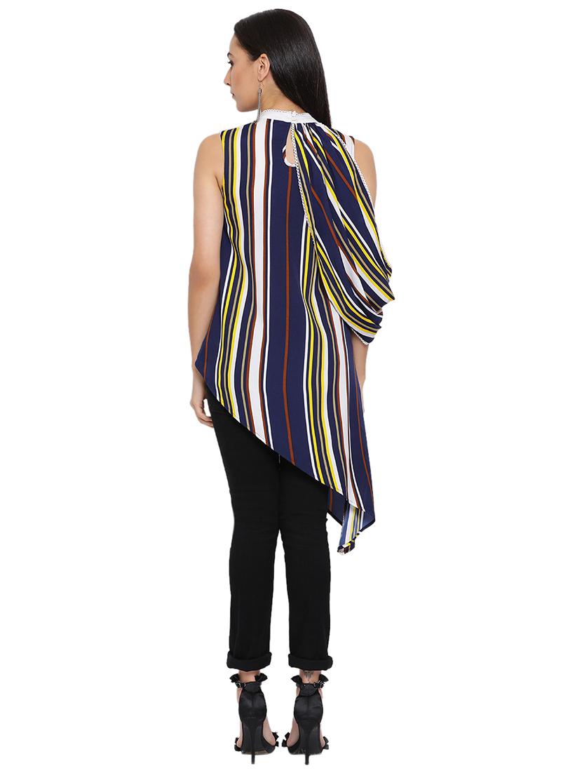 cowl sleeved striped top - 17843731 - Standard Image - 2