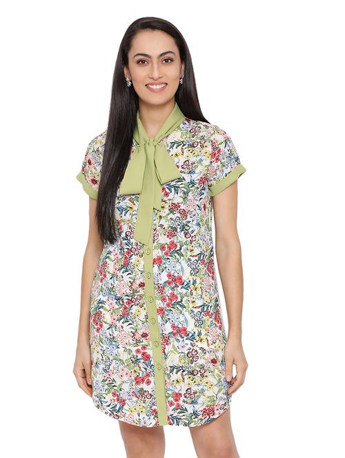 tie up neck floral shift dress - 17843734 -  Standard Image - 0