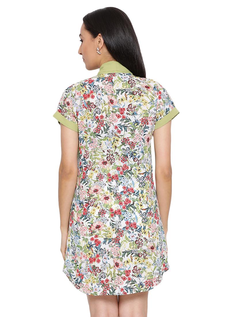 tie up neck floral shift dress - 17843734 - Standard Image - 2