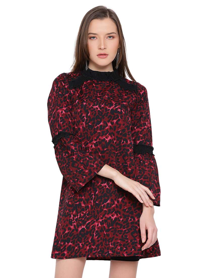 bell sleeved animal a-line dress - 17843737 -  Zoom Image - 0