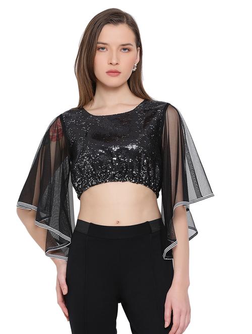 women's crop round neck top - 17843739 - Standard Image - 0