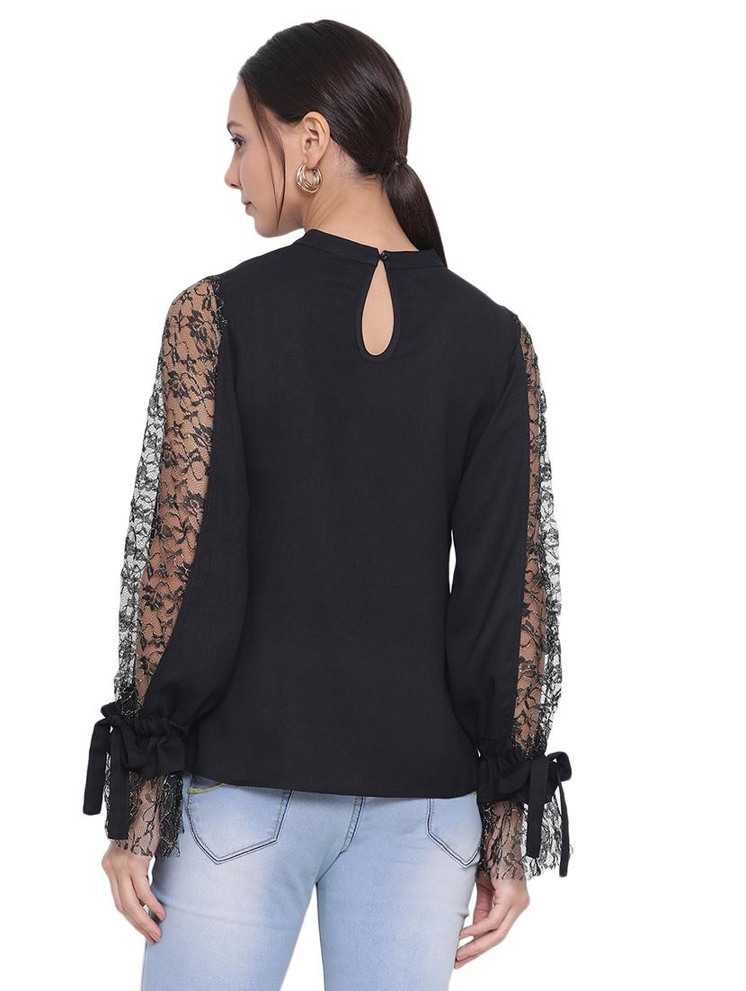 tie knot sleeved solid top - 17843740 - Standard Image - 2