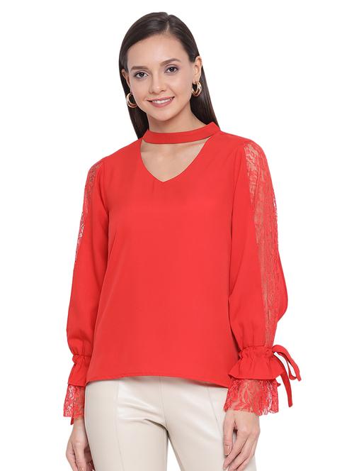 tie knot sleeved solid top - 17843750 - Standard Image - 0