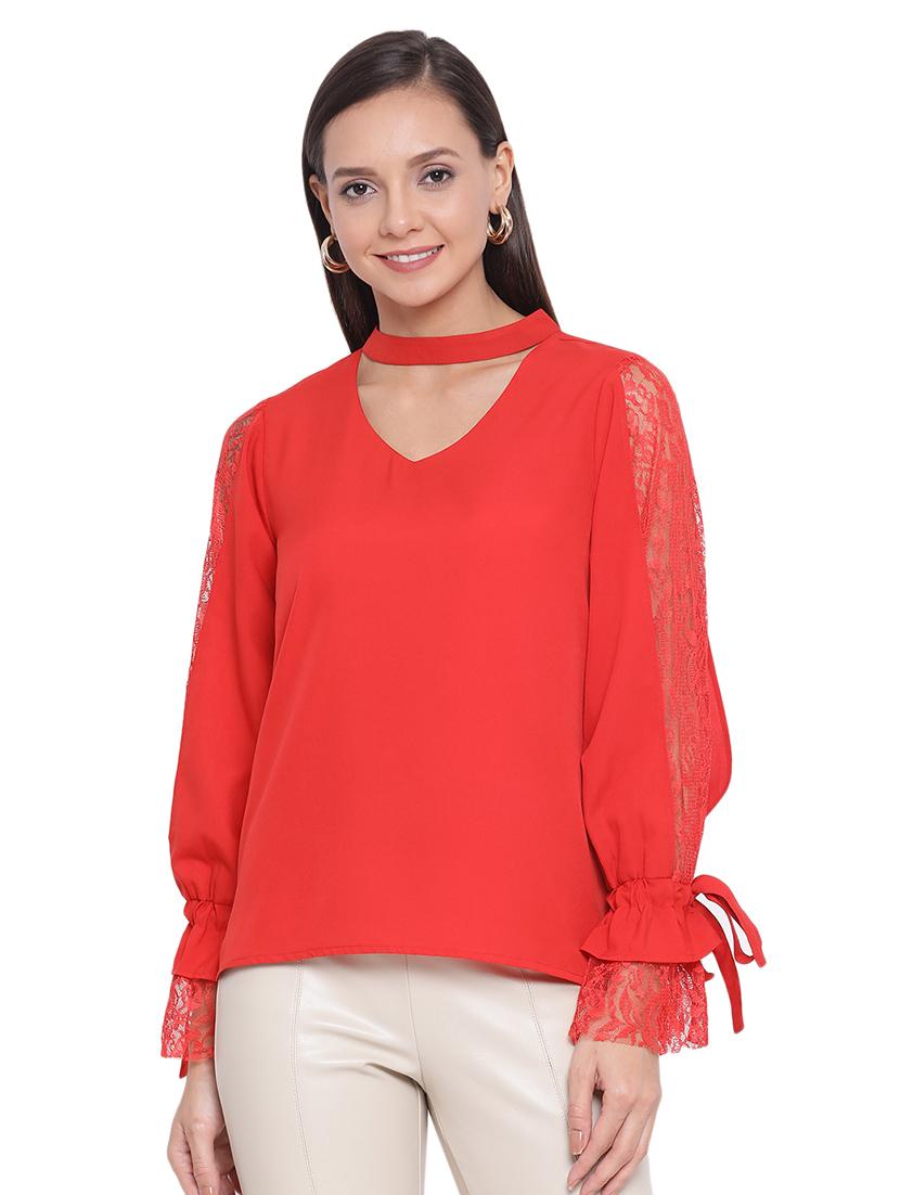 tie knot sleeved solid top - 17843750 - Zoom Image - 0