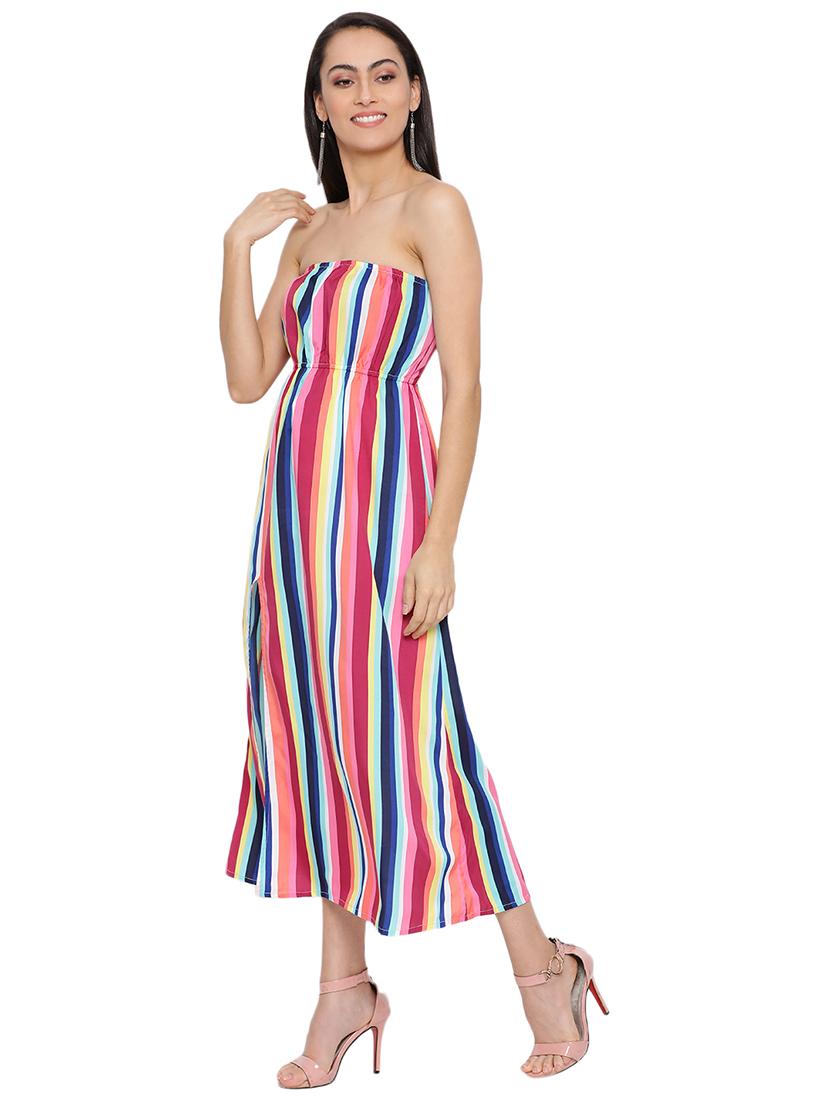 high slit striped tube dress - 17843765 - Standard Image - 2
