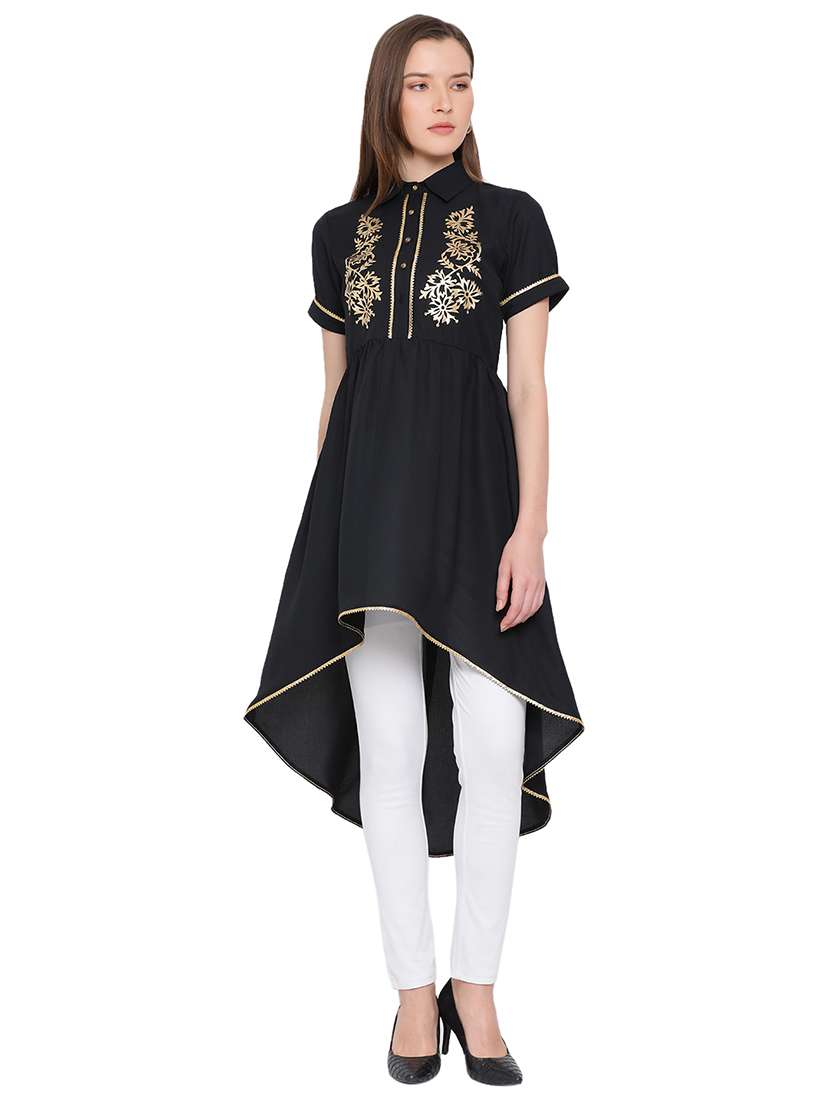 gold printed high low tunic