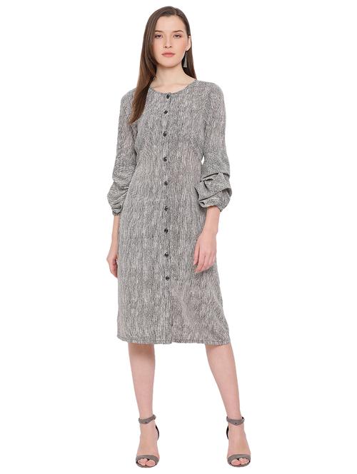 round neck striped a-line dress - 17843769 - Standard Image - 0