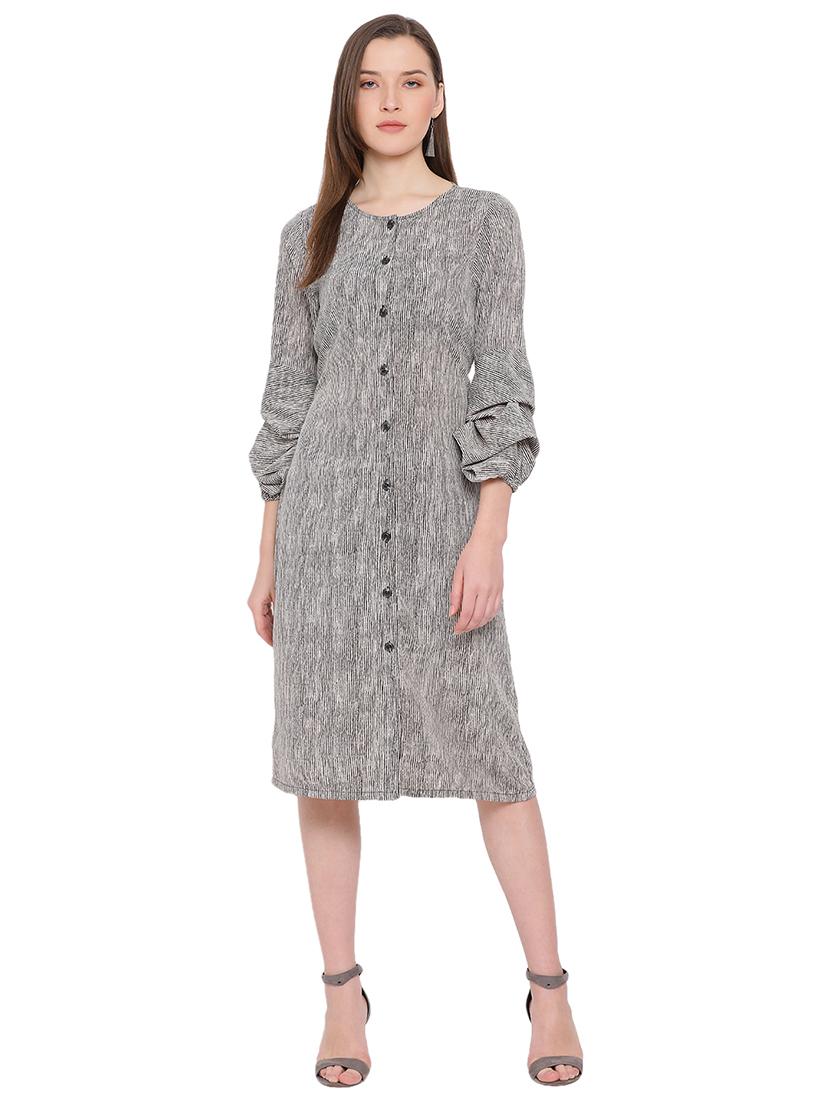 round neck striped a-line dress - 17843769 - Zoom Image - 0