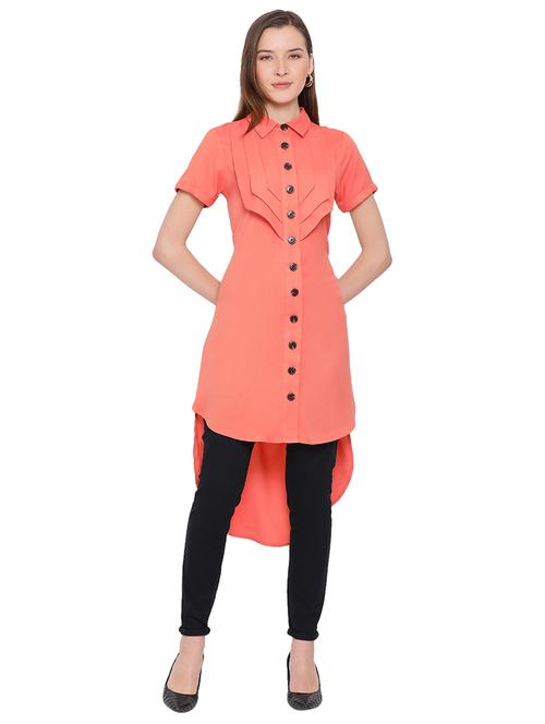 button up high low tunic - 17843771 - Standard Image - 0