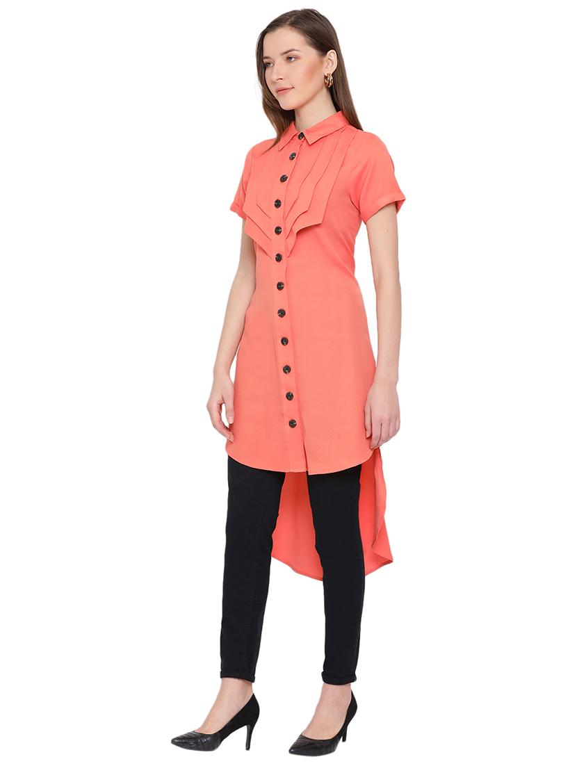 button up high low tunic - 17843771 - Standard Image - 2
