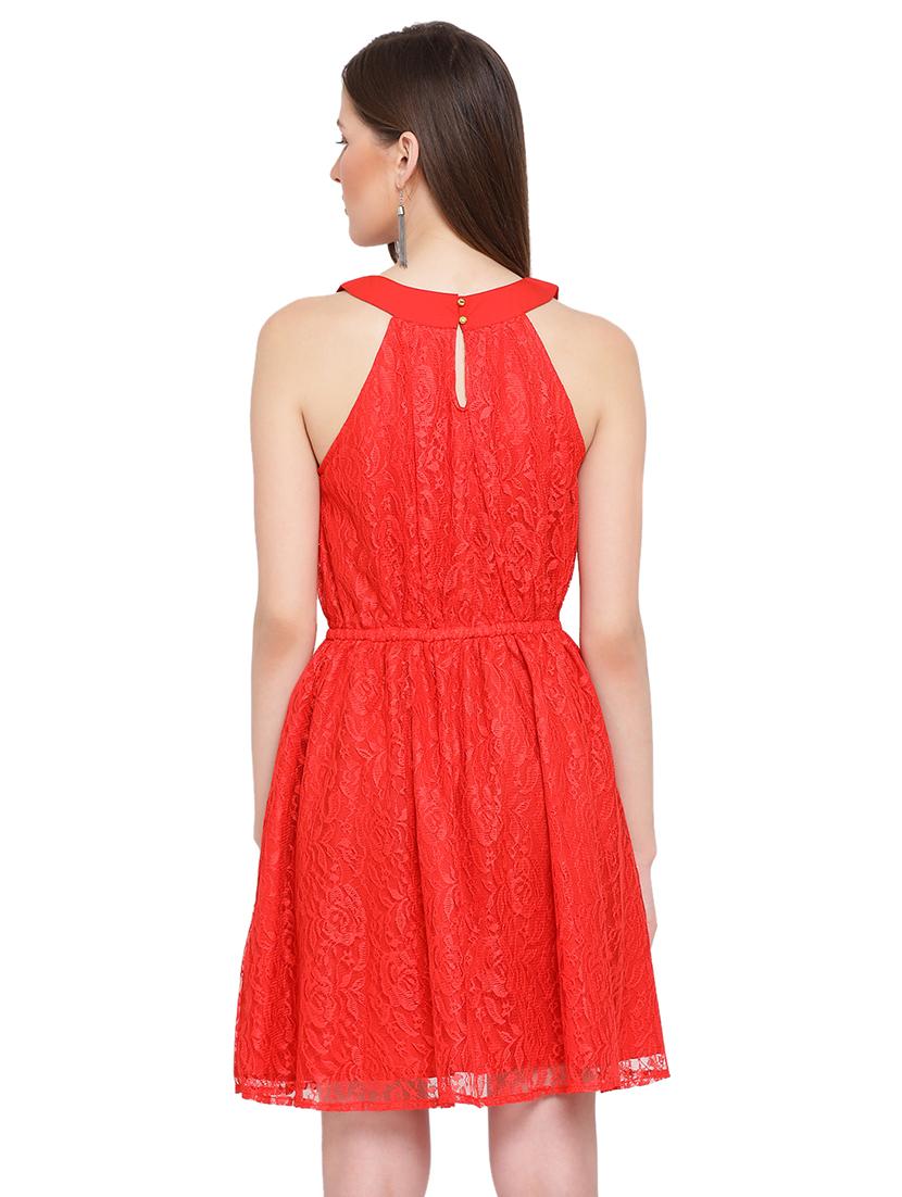 round neck laced blouson dress - 17843773 - Standard Image - 2