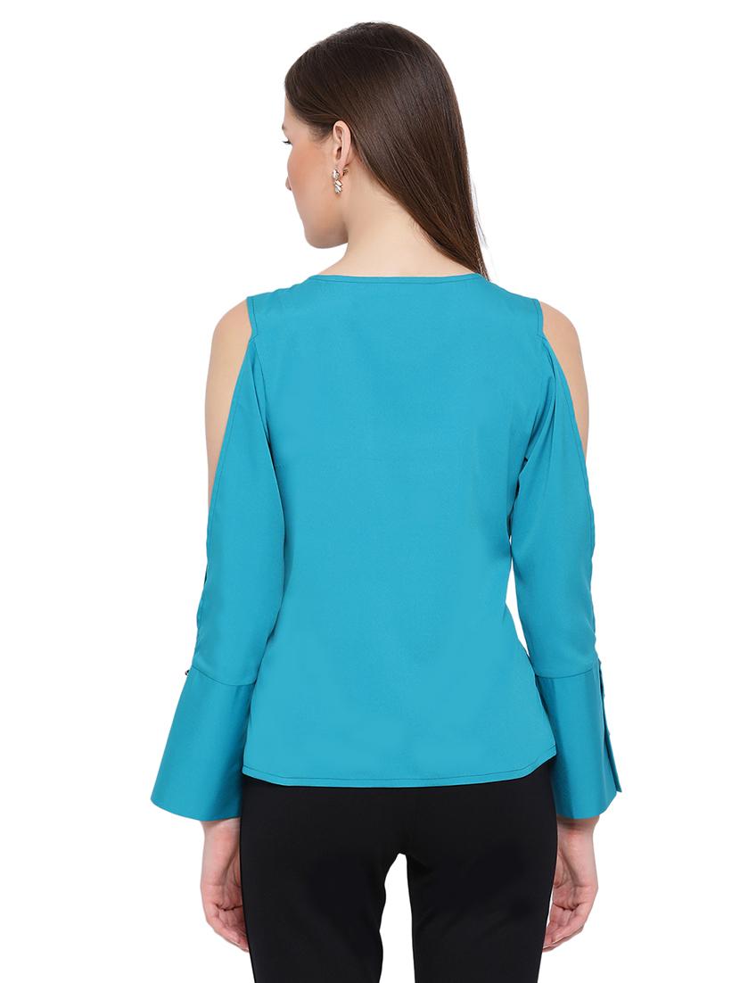 cold shoulder solid top - 17843779 - Standard Image - 2