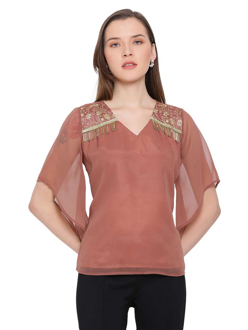 bell sleeved embellished top 