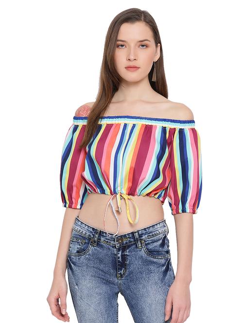 off shoulder striped top  - 17843790 -  Standard Image - 0