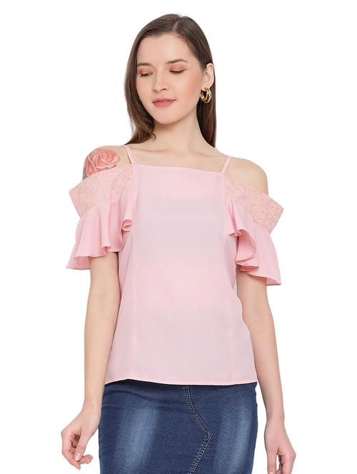 cold shoulder solid top - 17843793 - Standard Image - 0