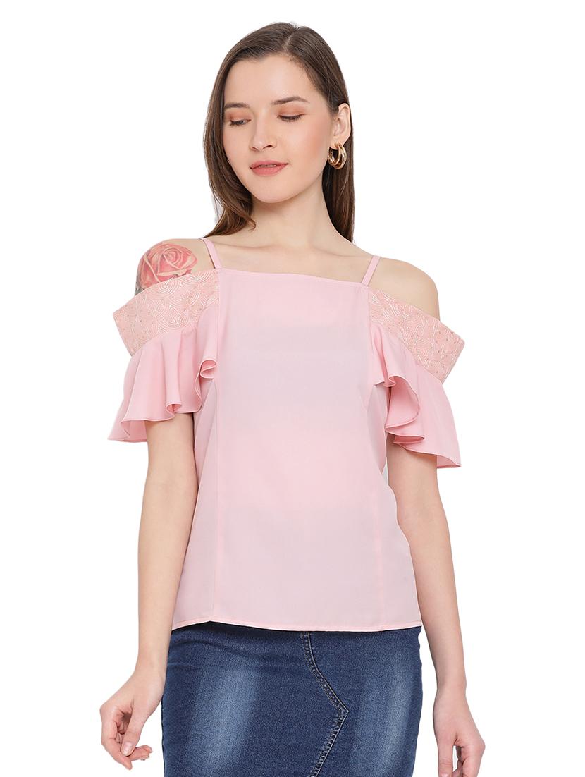 cold shoulder solid top - 17843793 - Zoom Image - 0
