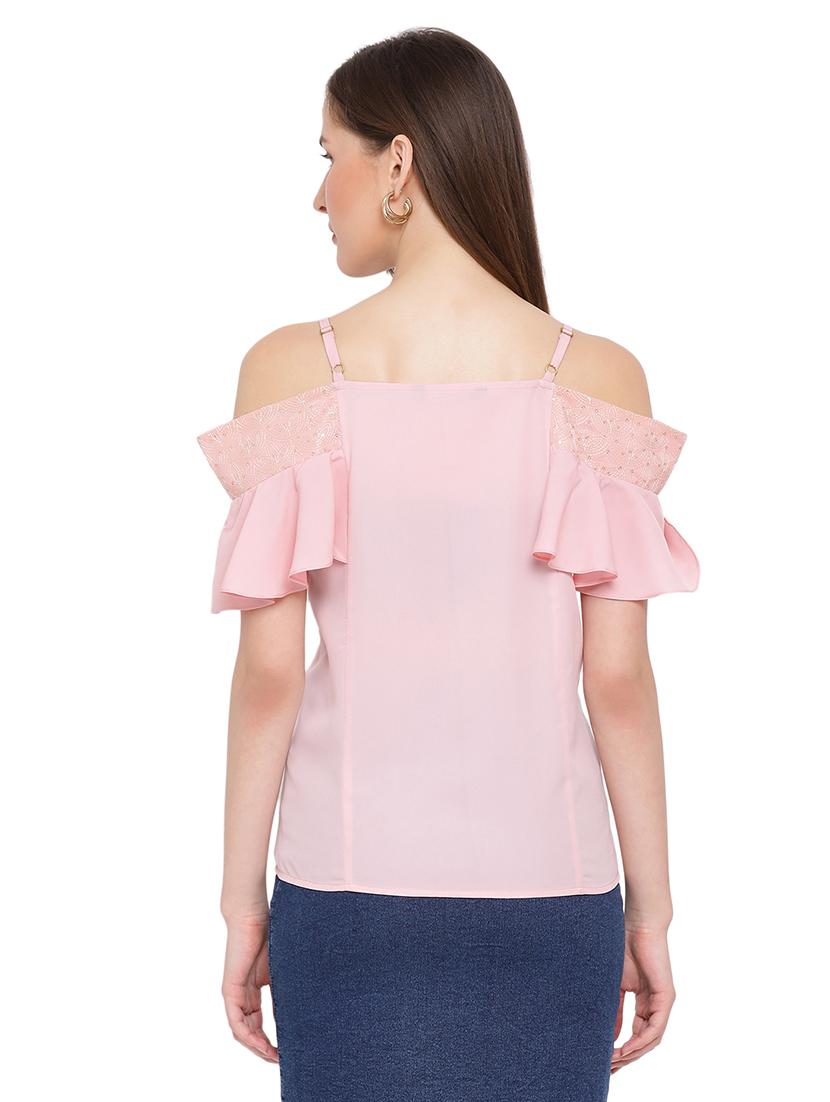 cold shoulder solid top - 17843793 - Standard Image - 2