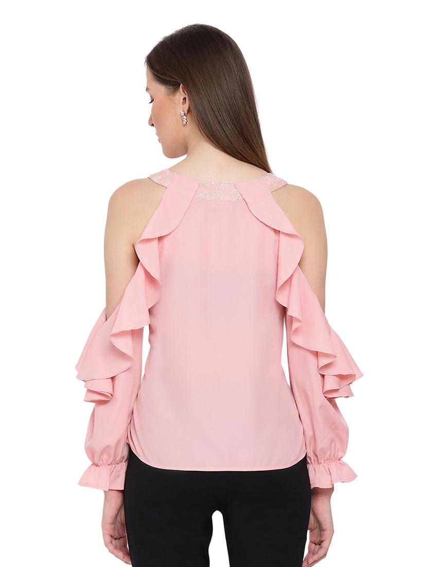 cold shoulder solid top - 17843794 - Standard Image - 2