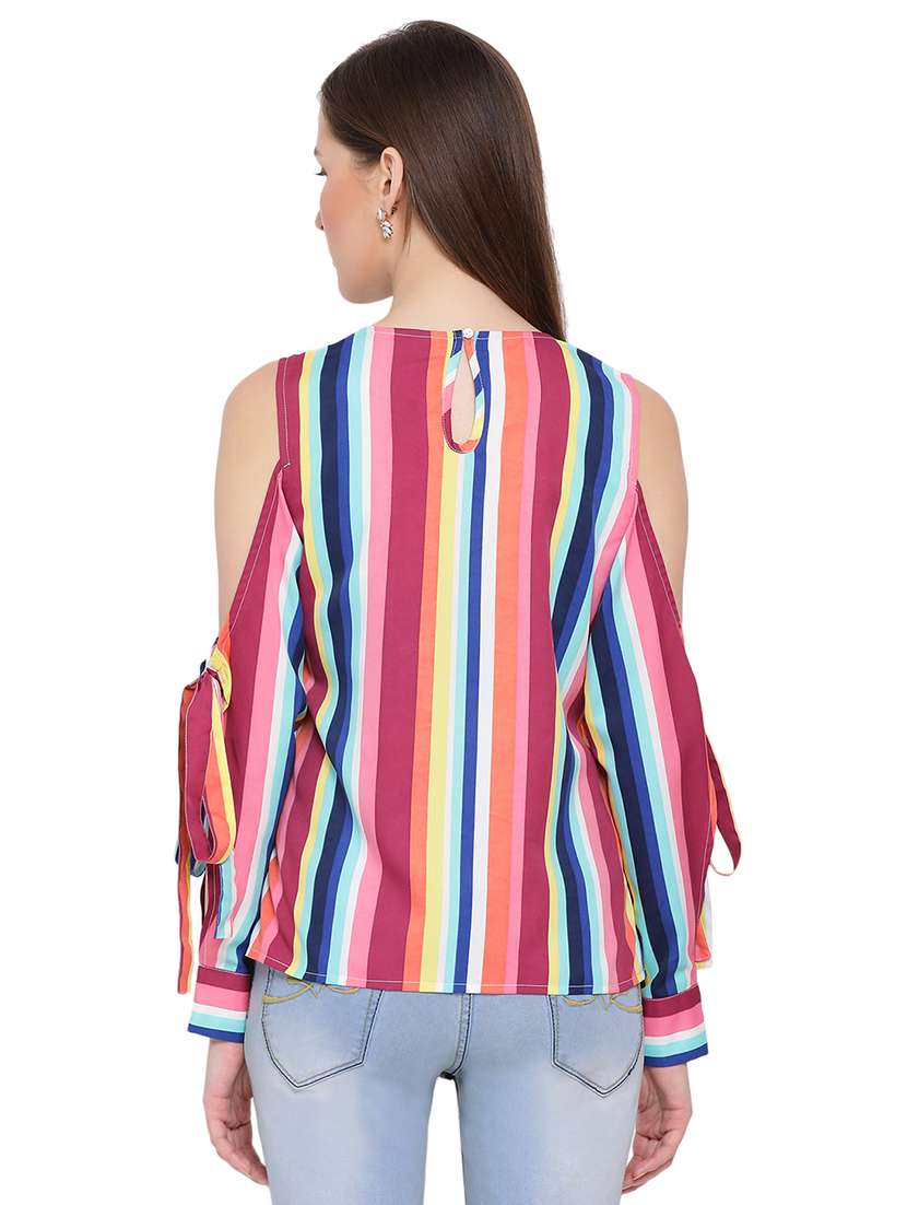 cold shoulder striped top - 17843797 - Standard Image - 2