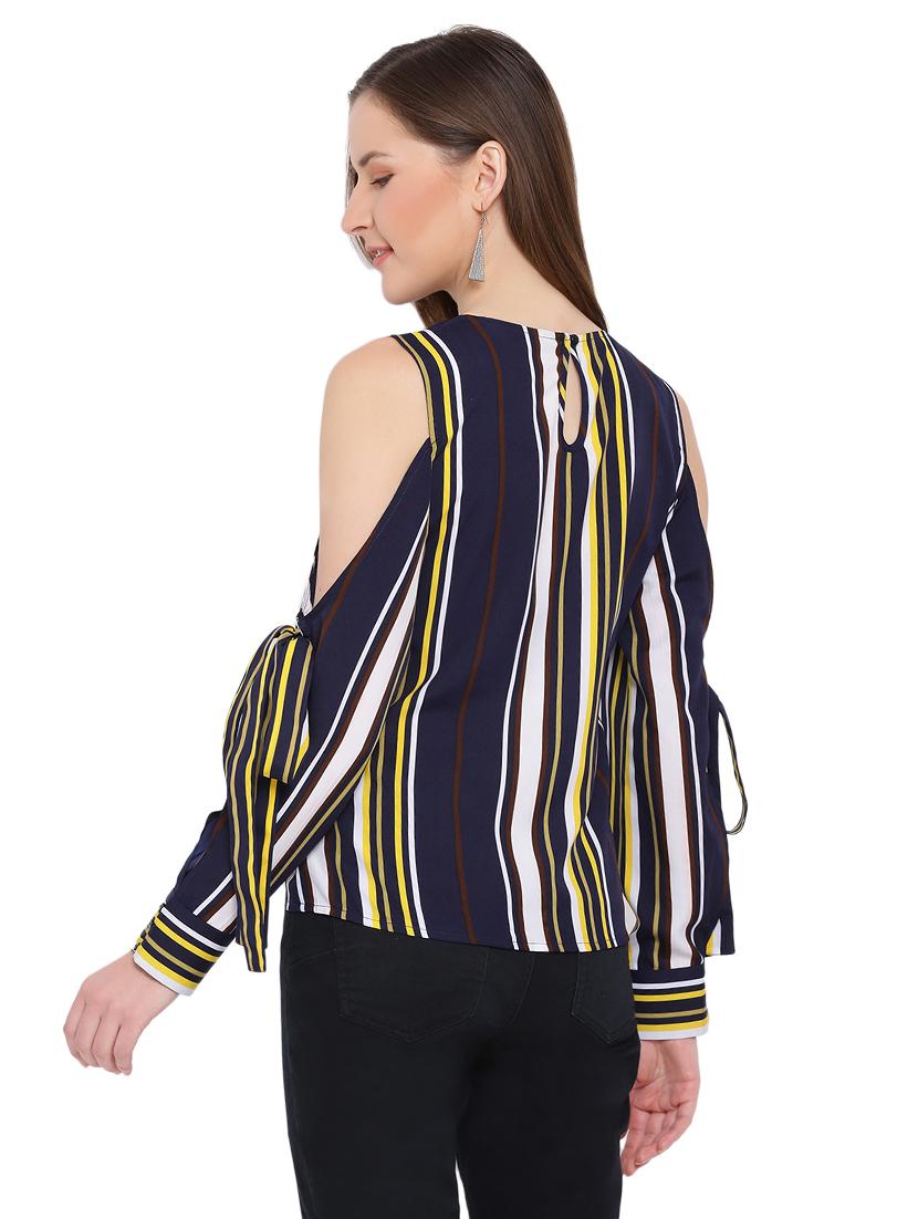 cold shoulder striped top - 17843798 - Standard Image - 2
