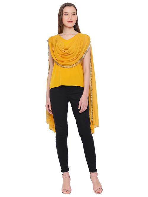 cowl drape lace detail tunic - 17843800 - Standard Image - 0