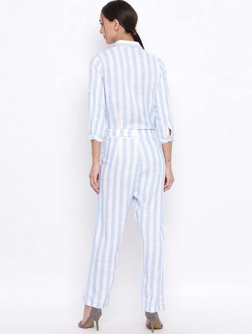 tie front striped full length jumpsuit - 17844291 -  Standard Image - 2