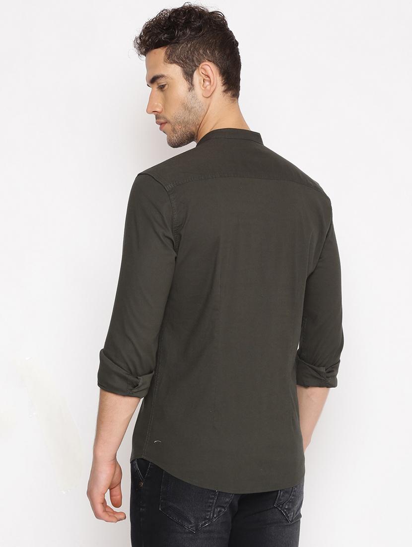 olive green solid short kurta - 17844342 - Standard Image - 2