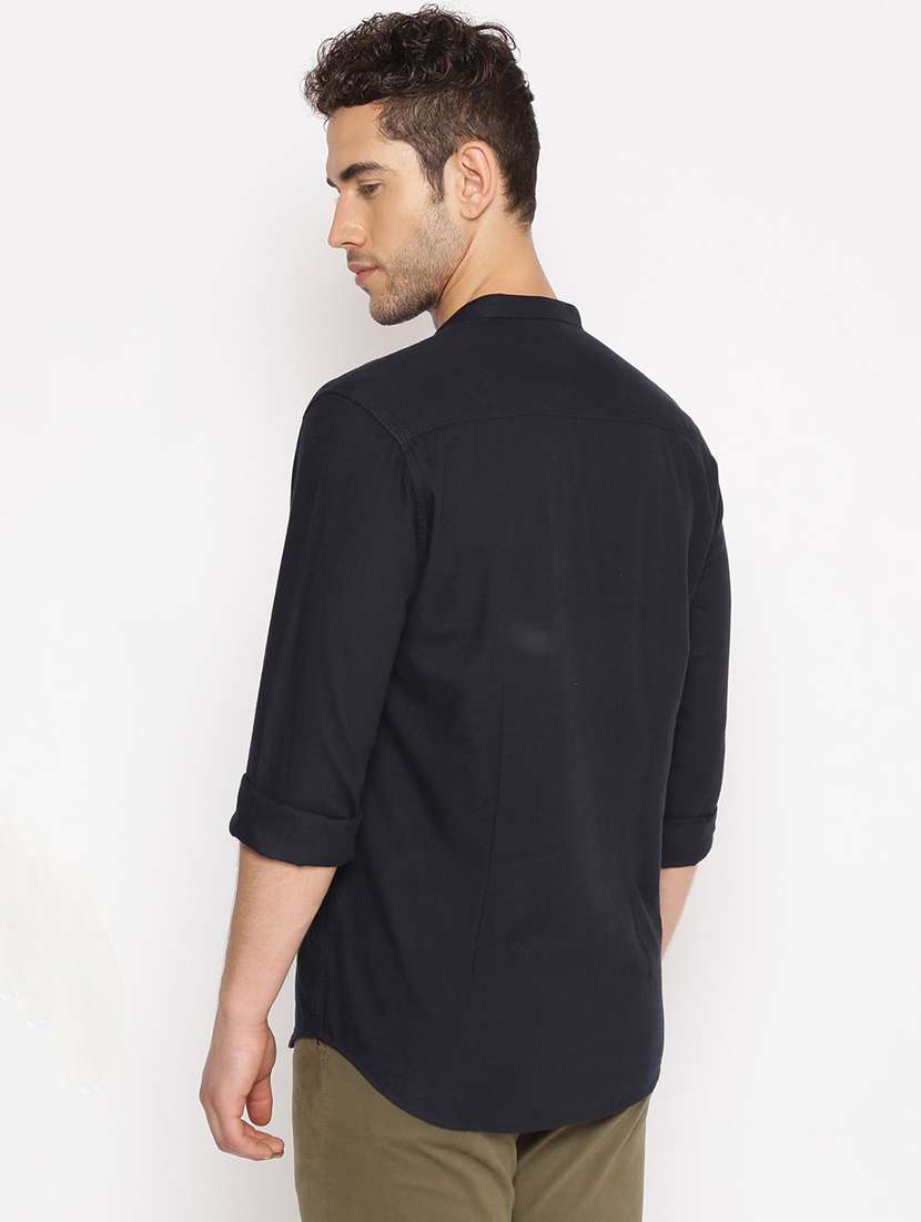 navy blue solid short kurta - 17844344 - Standard Image - 2