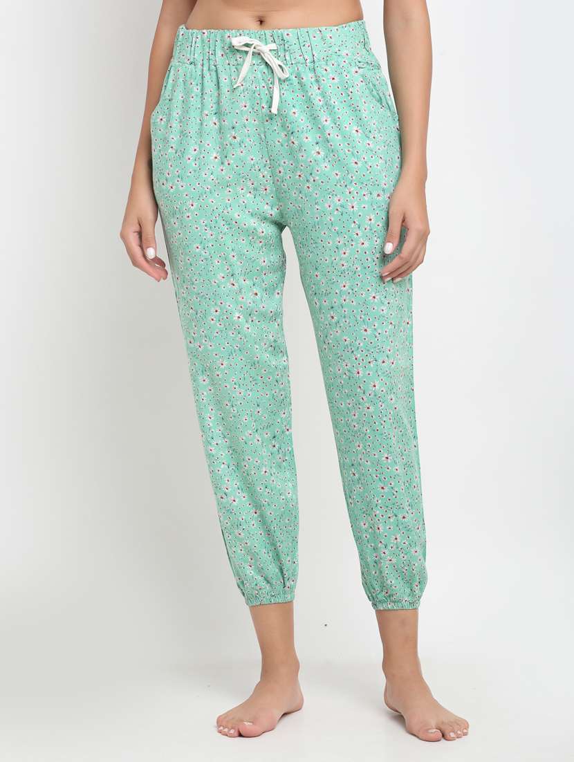 drawstring waist floral pajama 