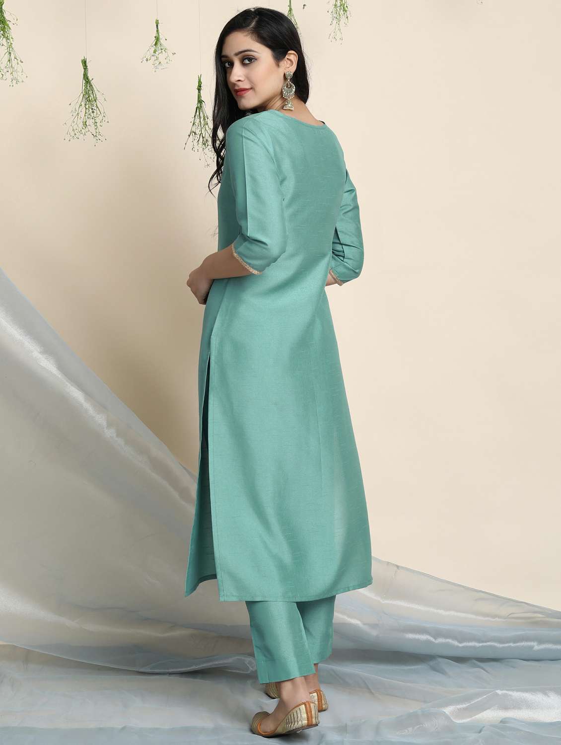 solid suit set with contrast dupatta - 17846040 -  Standard Image - 2