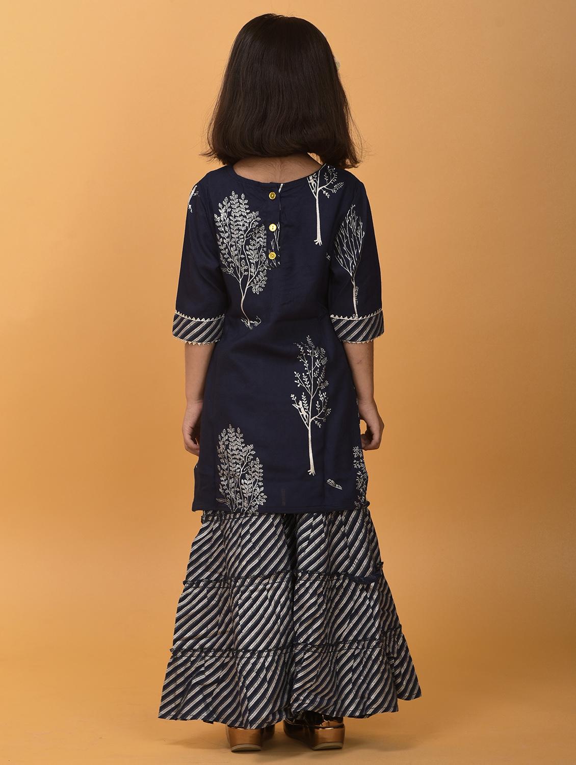 navy rayon kurta sharara set suit set - 17846594 - Standard Image - 7