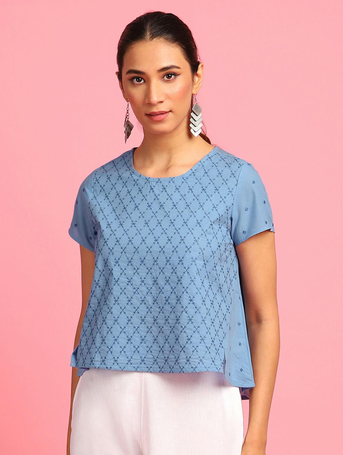 women's a line round neck top
