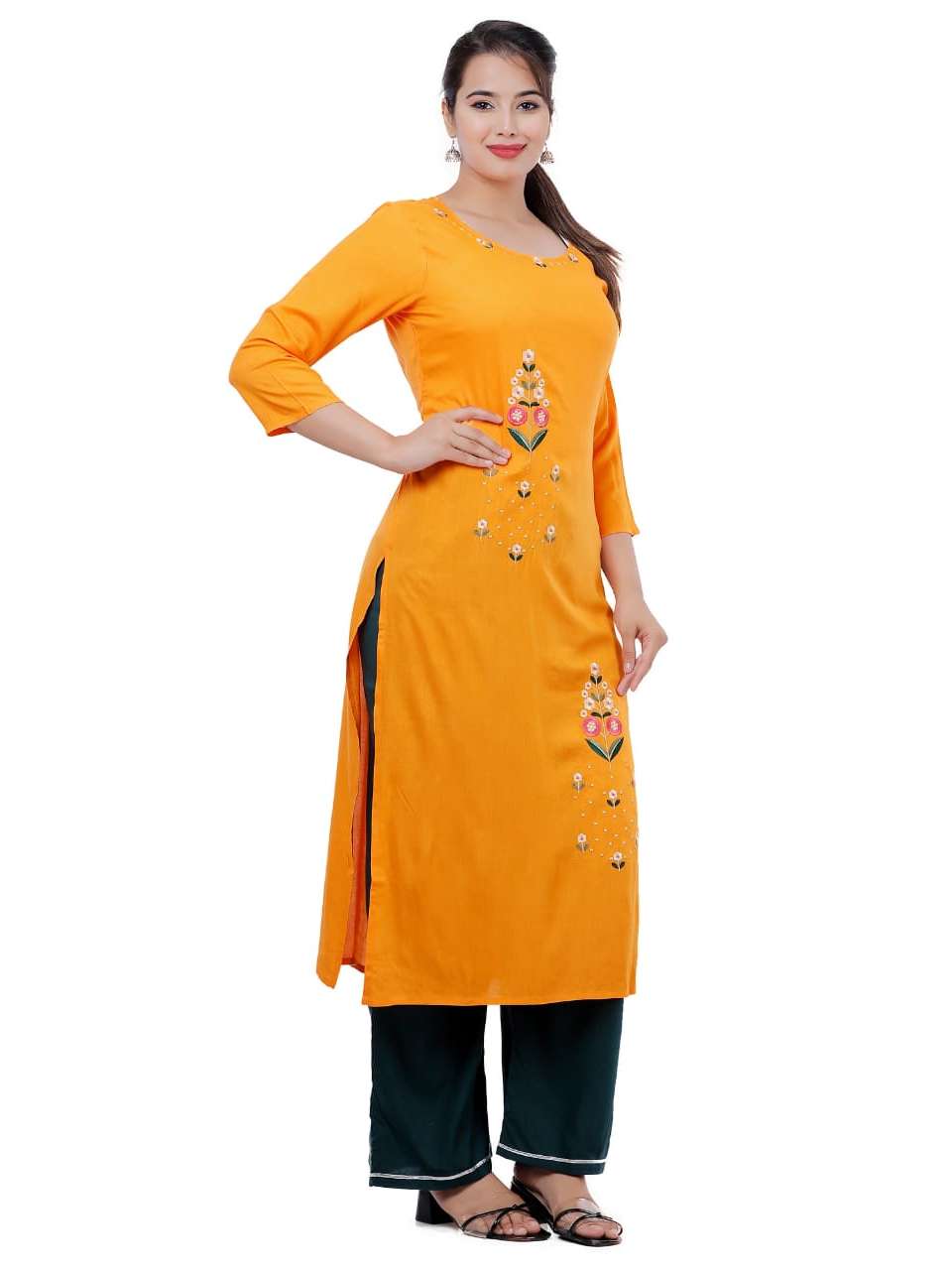the rayon embroidery kurta is prettified  - 17850456 -  Standard Image - 2