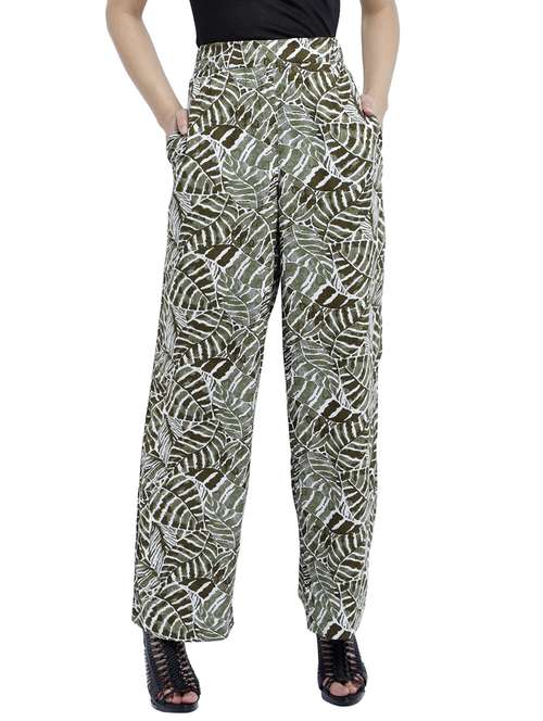 printed wide leg flat front trouser - 17850547 -  Standard Image - 0