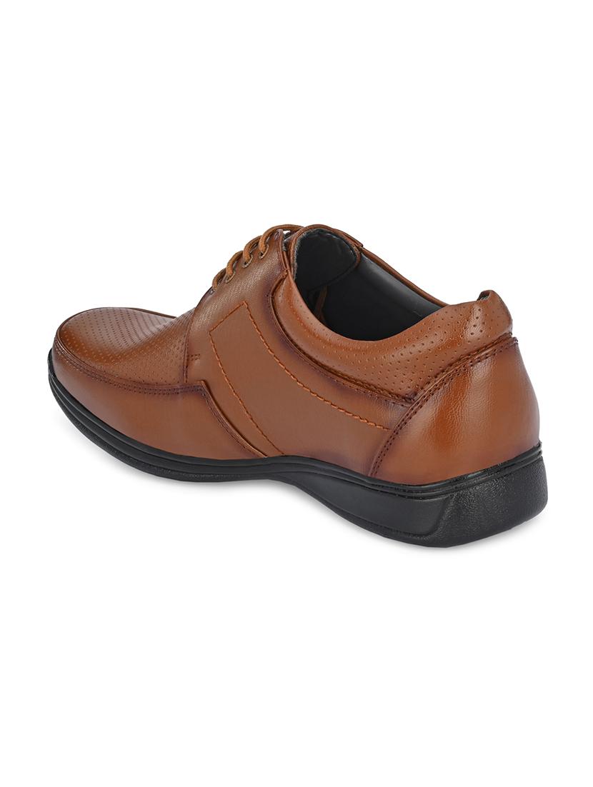 tan faux leather laceup derbies - 17850732 - Standard Image - 2