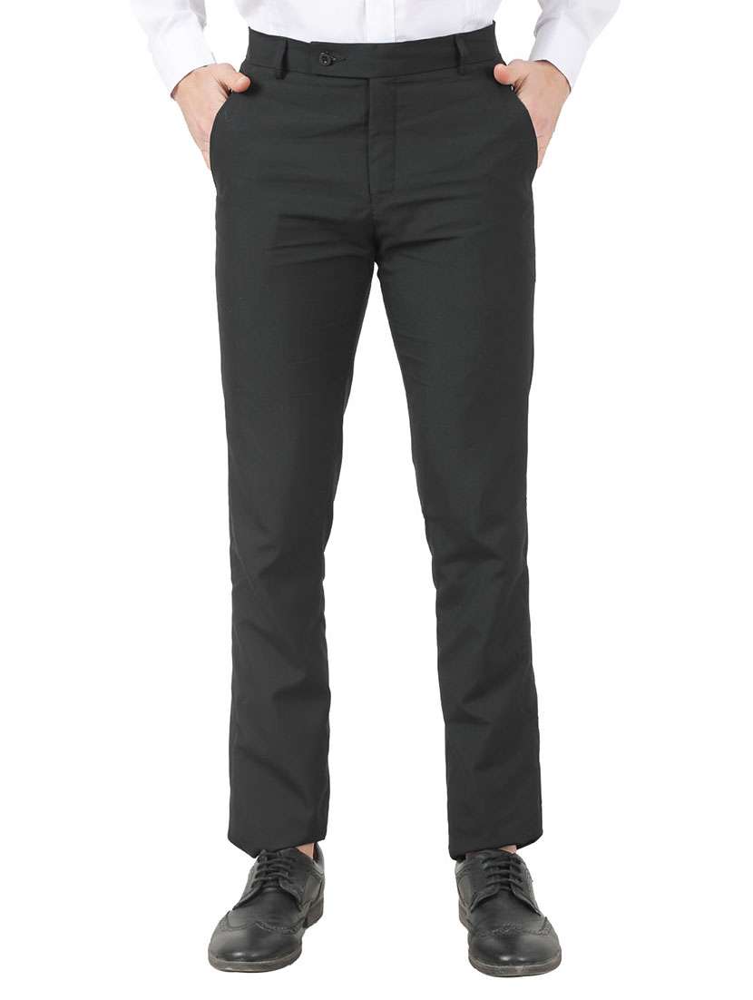 black solid flat front formal trouser
