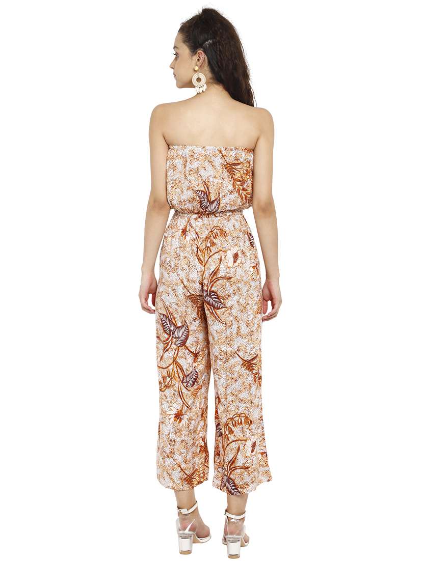drawstring waist printed tube full leg jumpsuit - 17851669 - Standard Image - 2