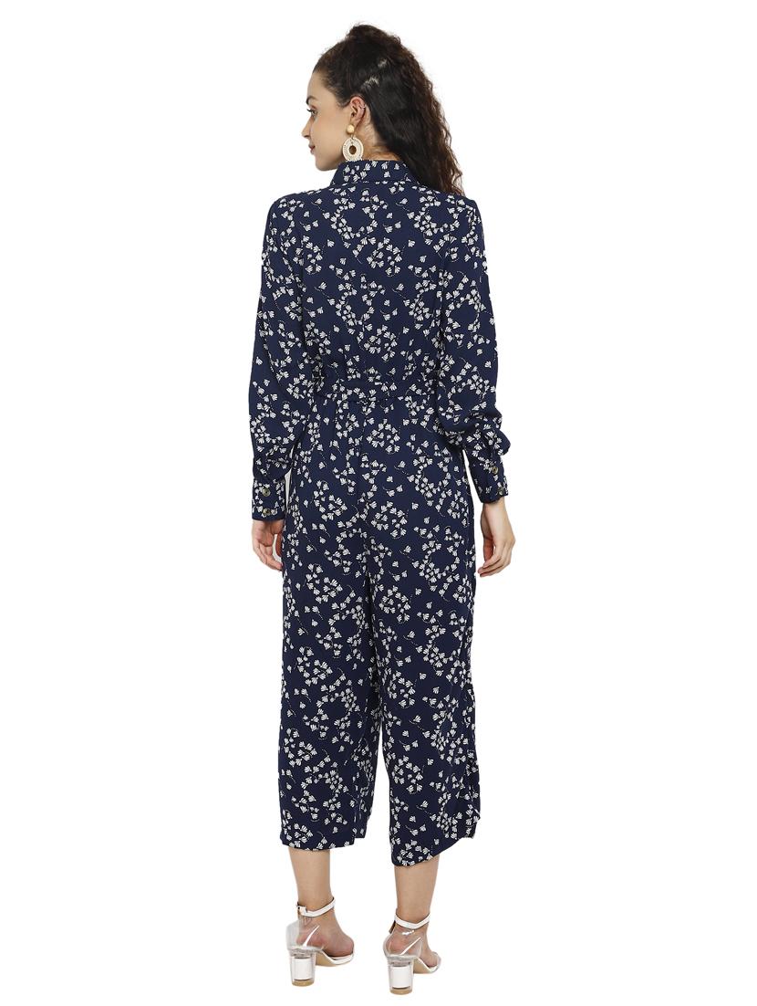 tie front floral full leg jumpsuit - 17851670 - Standard Image - 2