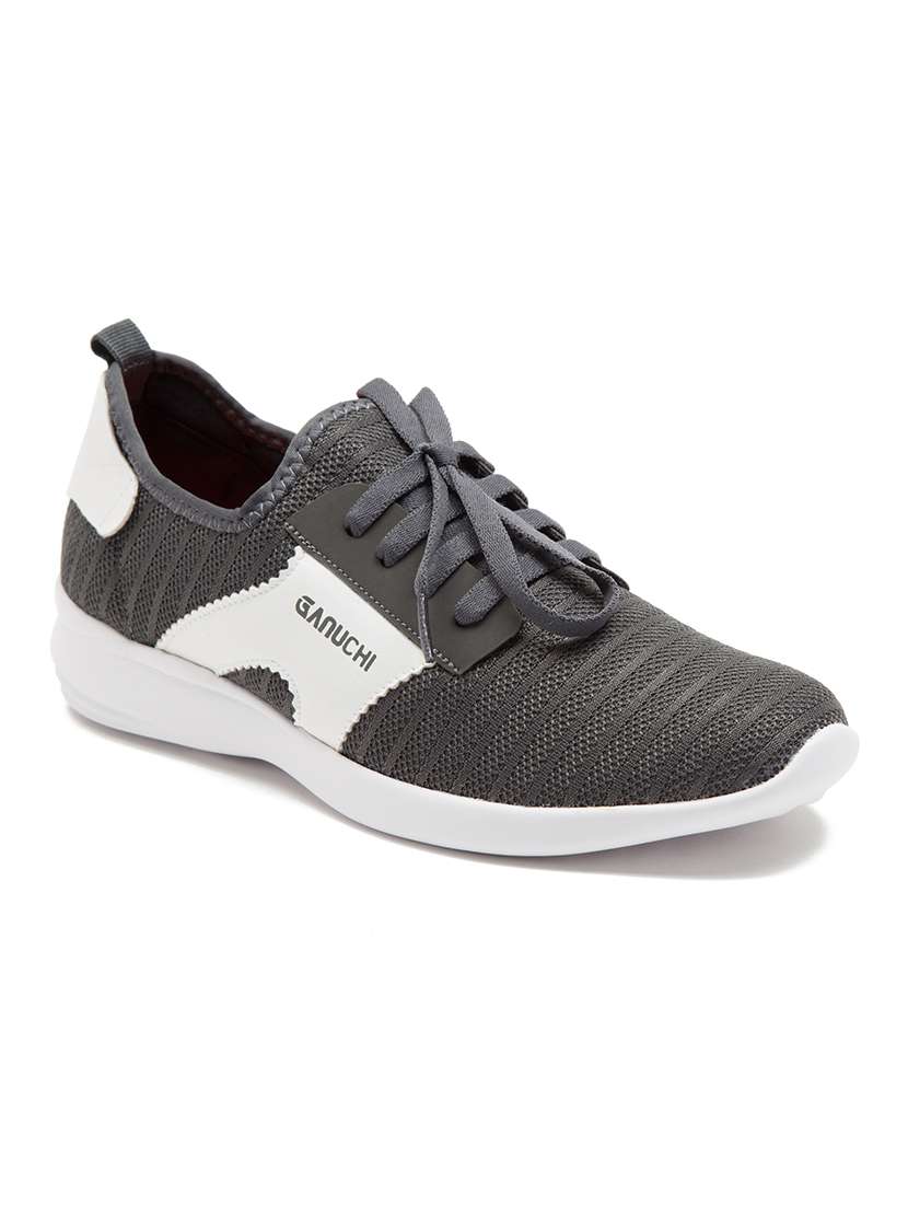 grey mesh laceup sports shoes