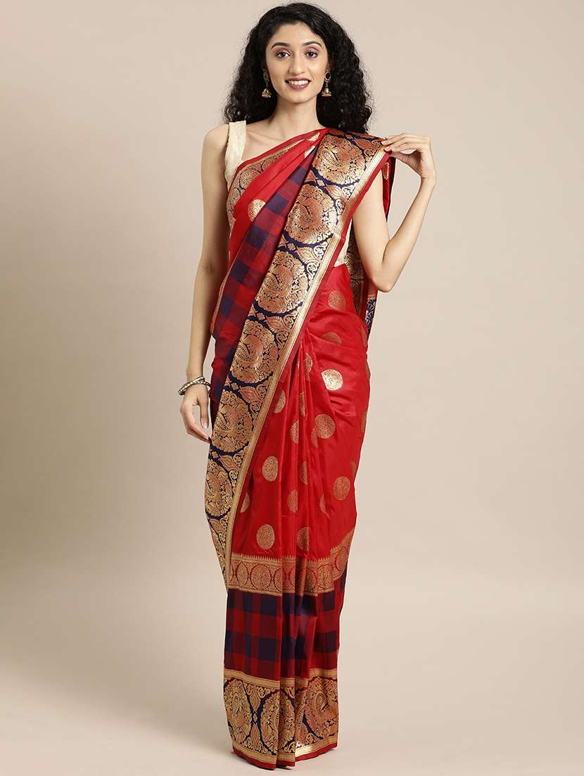 self design woven saree with blouse