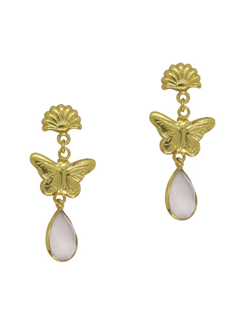 pink brass drop earring
