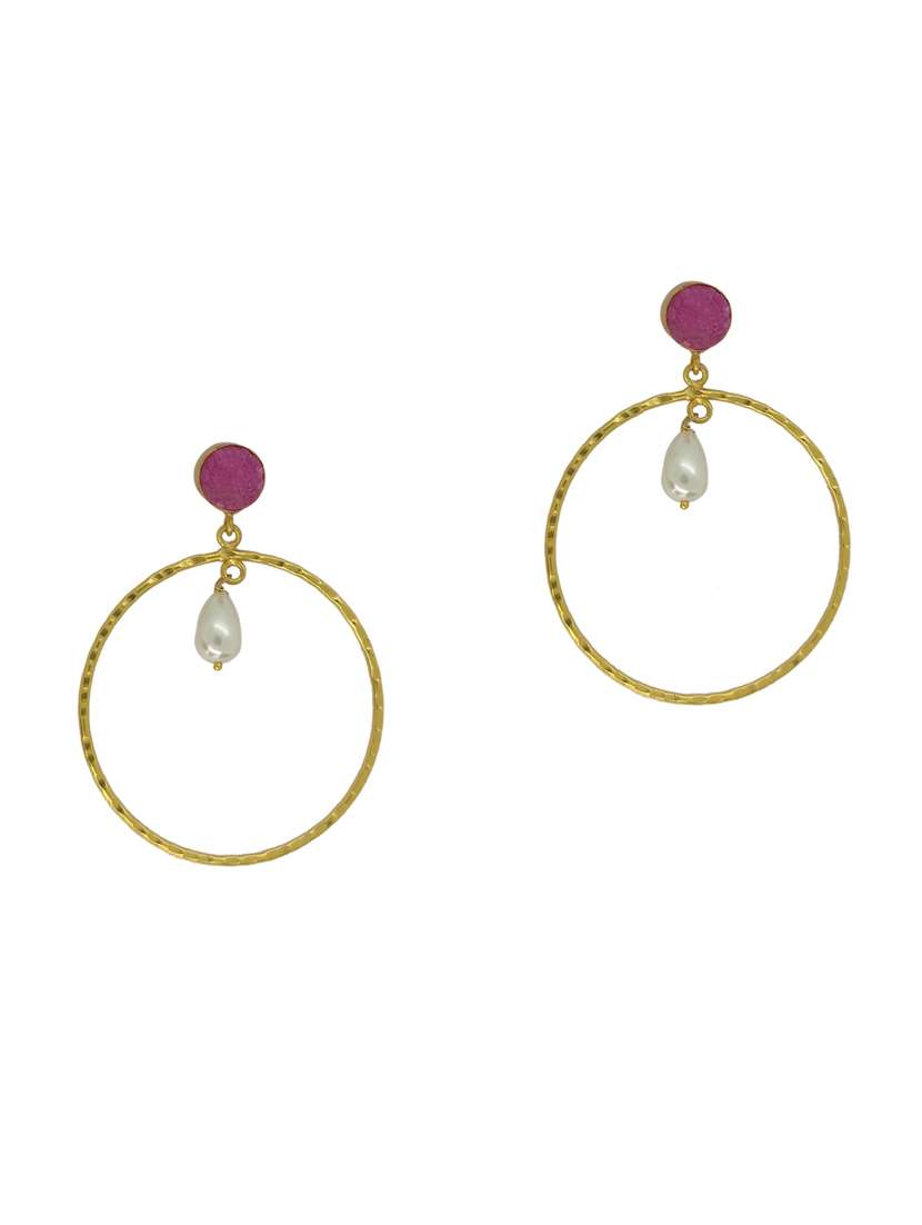 pink brass drop earring