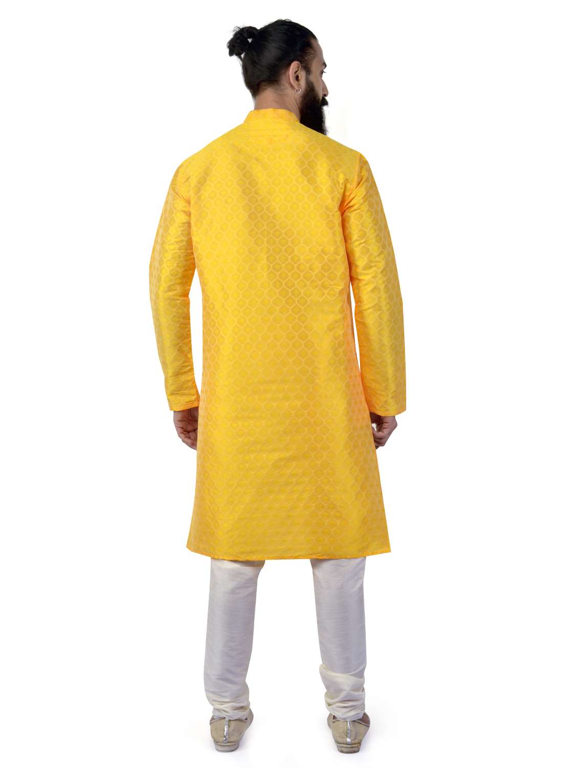 yellow jacquard kurta pyjama set - 17854161 - Standard Image - 2