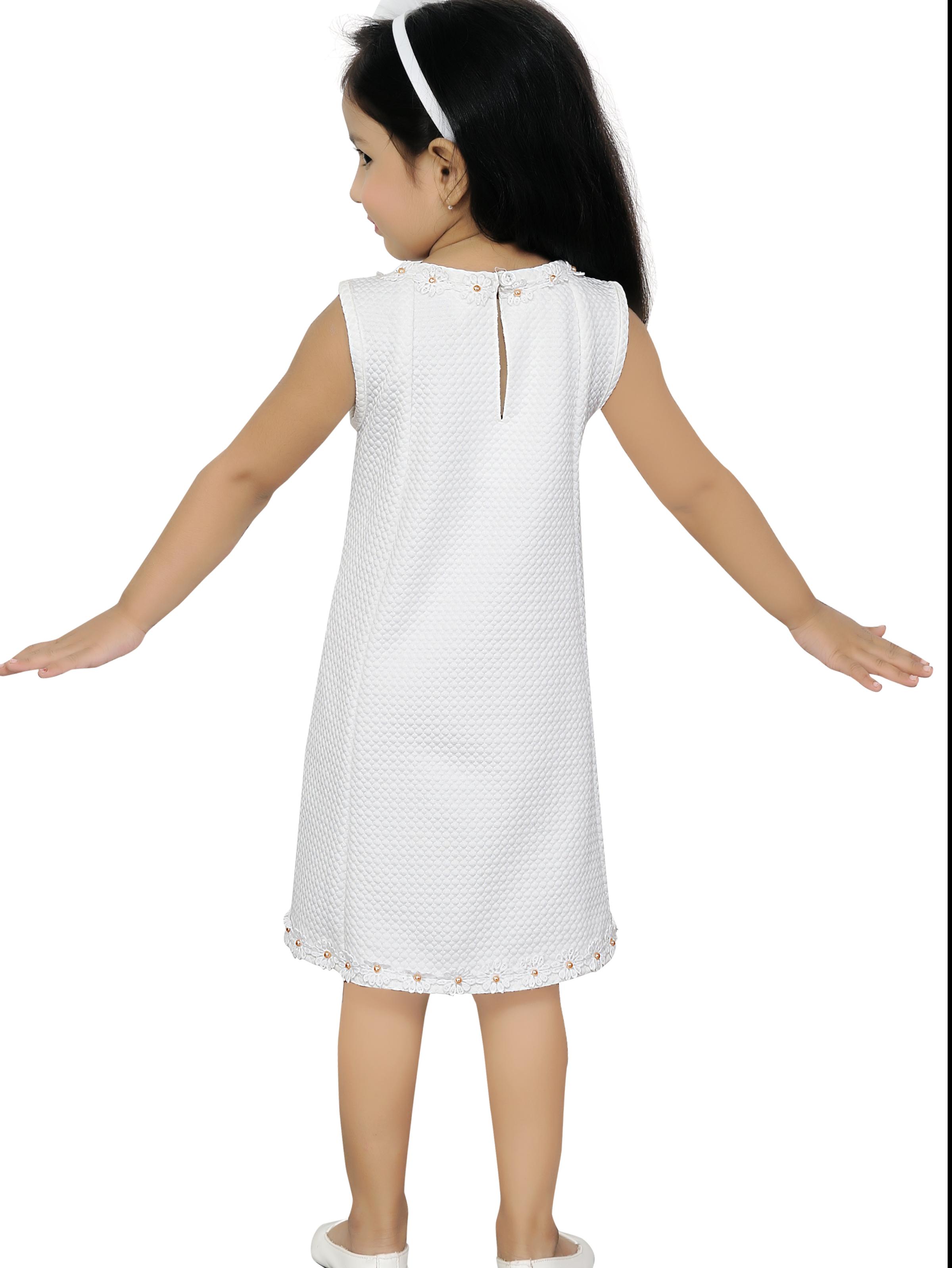 a-line white dress with flower lace - 17854994 - Standard Image - 2
