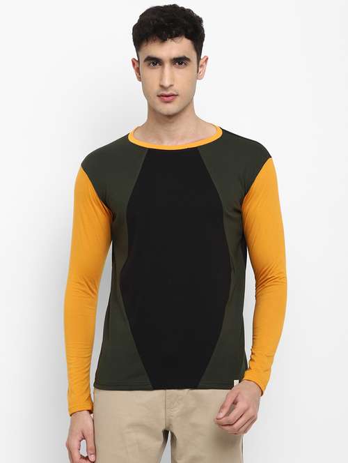 men color block long sleeve cut & sew t-shirt - 17855090 - Standard Image - 0