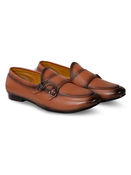 tan leatherette slip on monk straps - 17856694 -  Standard Image - 0
