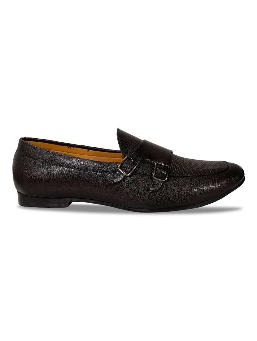 brown leatherette slip on monk straps - 17856695 -  Standard Image - 2