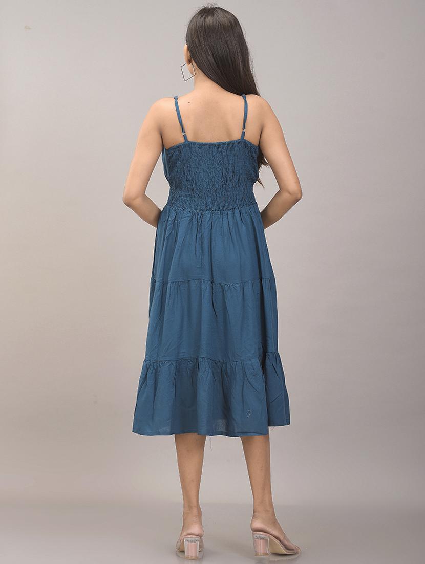 overlap neck solid tiered dress - 17857810 - Standard Image - 2