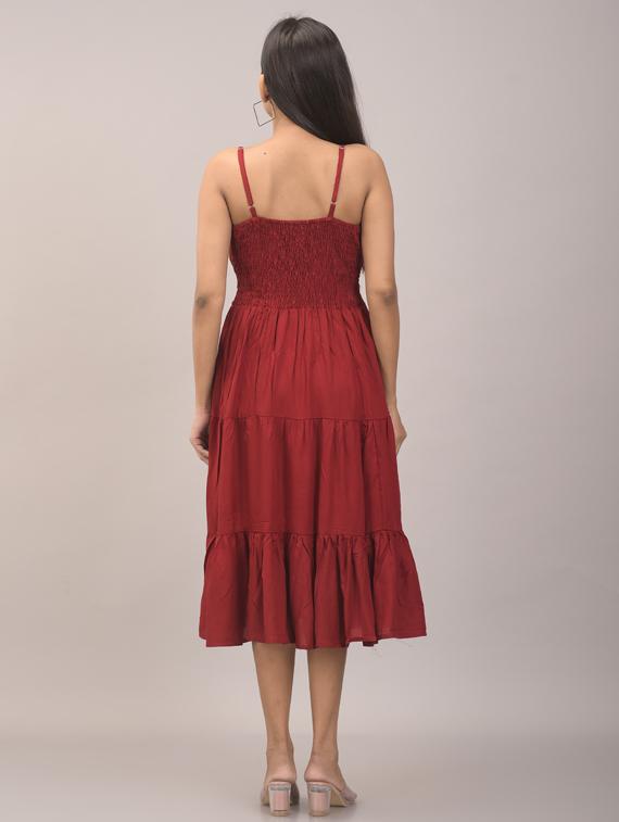 overlap neck solid tiered dress - 17857811 - Standard Image - 2